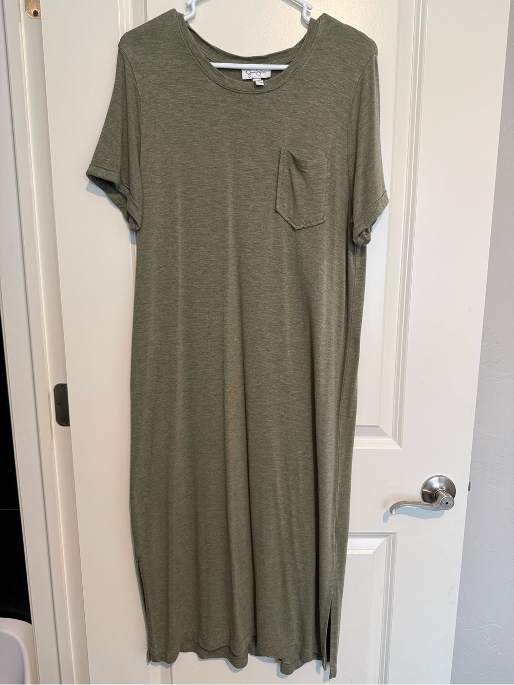 Jessica Simpson Olive Green Short Sleeve Maxi Tee Dress XL